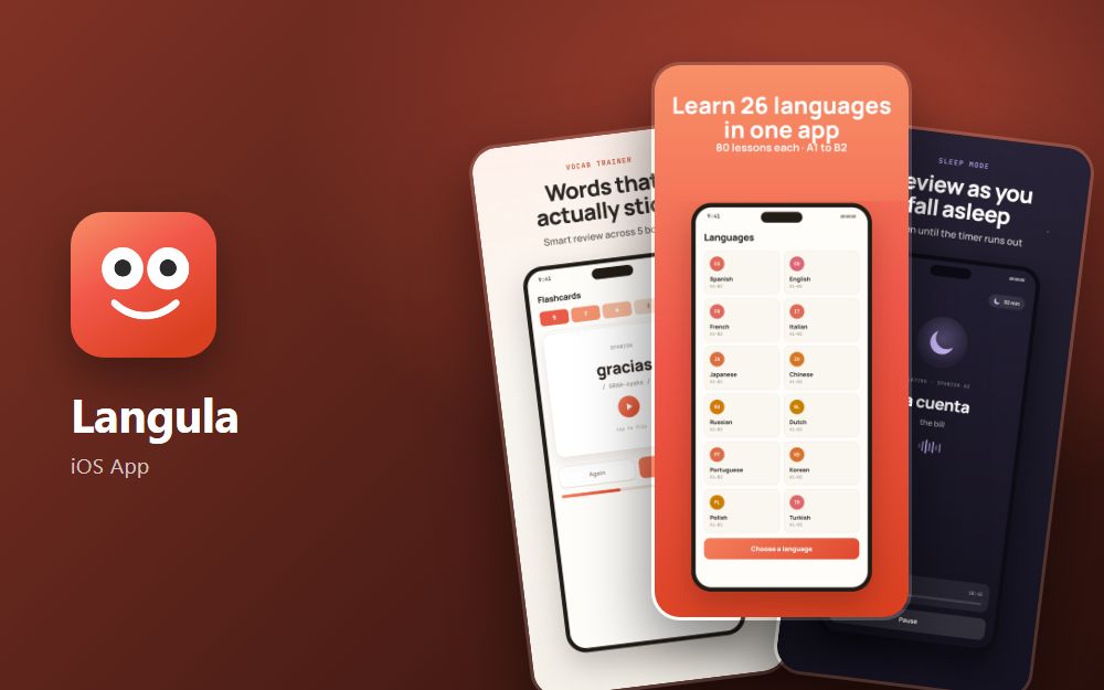 Screenshot der Website Langula für iOS
