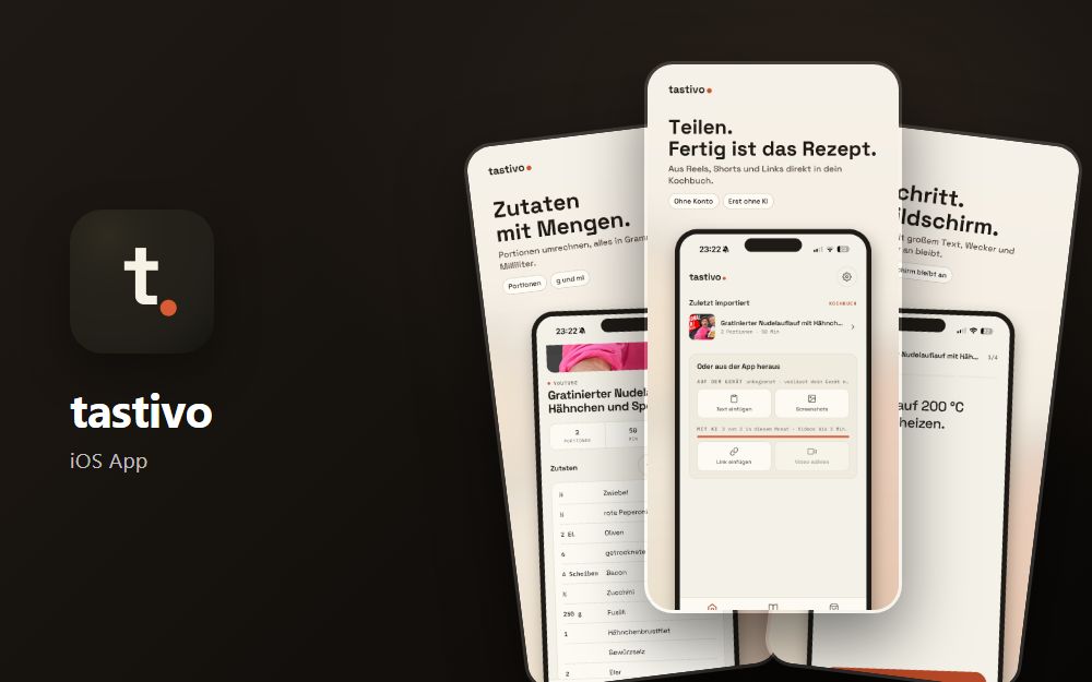 Screenshot der Website tastivo für iOS